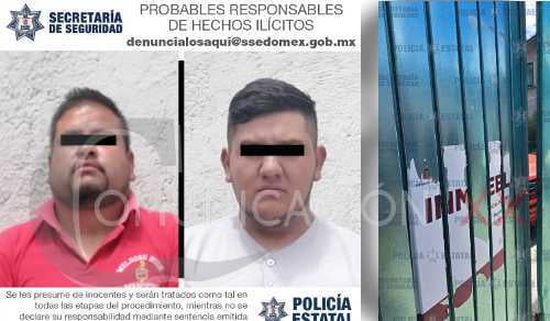 Por romper sellos de predio investigado por desvalijar autos robados en Zinacantepec, los detuvieron